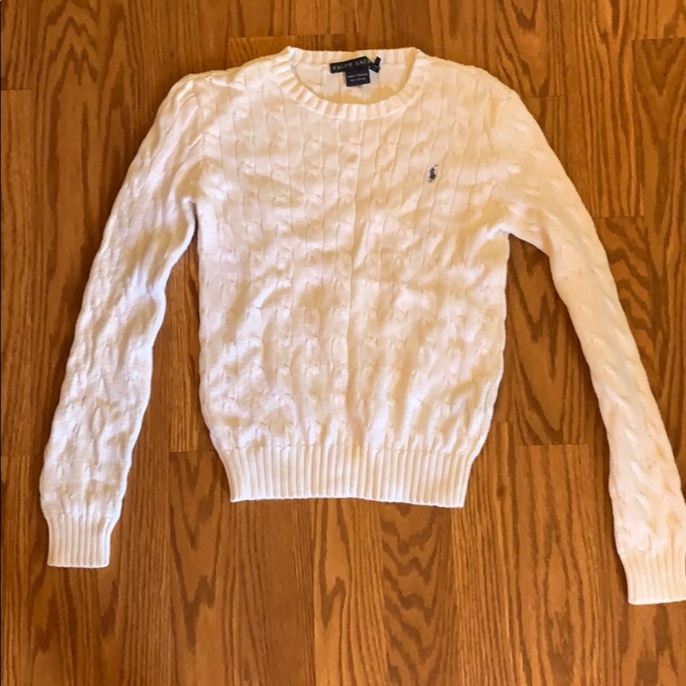 White, gently worn polo sweater